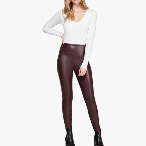 Dex Pants - 22. DEX High Waisted Faux Leather Legging in Oxblood Brown Womens Size S